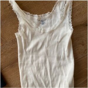 Brandy Melville White Lace Trim Tank Top